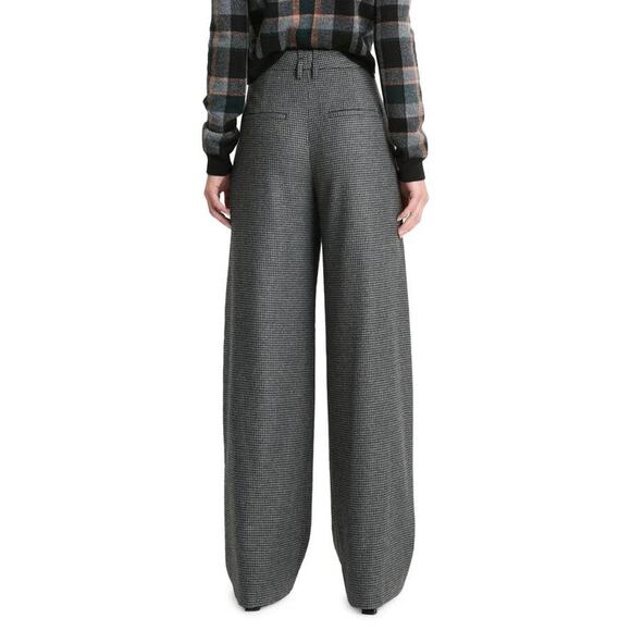 Vince High Waist Wide Leg Trouser in Gray MicroCheck 6 - Picture 3 of 3